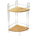 thumbnail image 5 of Evideco Organizer Metal Wire Corner Shower Caddy Bamboo Bamboo Chrome 2 shelves 8 L x8 W x 14.8 H, 5 of 6