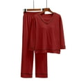 thumbnail image 4 of BILIKEYU Women's V Neck Long Sleeved Loose Casual Large Pajamas Set, Lounge Sets for Women, Fall Outfits, Women Fall Clothes, 4 of 6