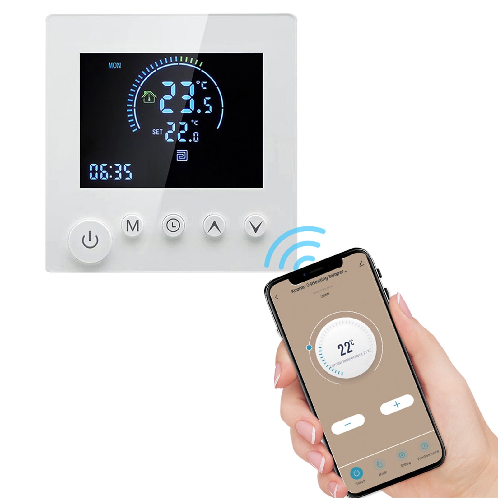 NFTIGB Smart WiFi Programmable Wall Thermostat 16A Electric Heating Temperature Controller LCD Touch Display Voice App Control 3.38 inches / 8.6 cm Black