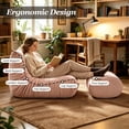 thumbnail image 4 of Homefun Lounge Chair with Ottoman,Modern Bean Bag Floor Chair with Non-Slip Base,Soft Chenille Reading Chair,No Assembly Required,Pink, 4 of 7