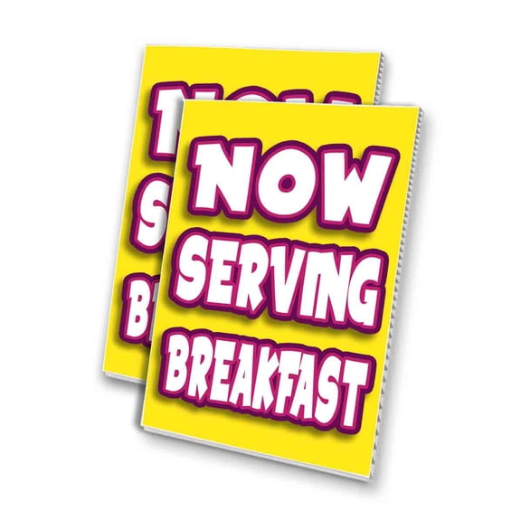 Now Serving Breakfast (24" X 36") 4mm Corrugated Plastic Panel, Graphics Applied To 1 Side (Pk of 2)