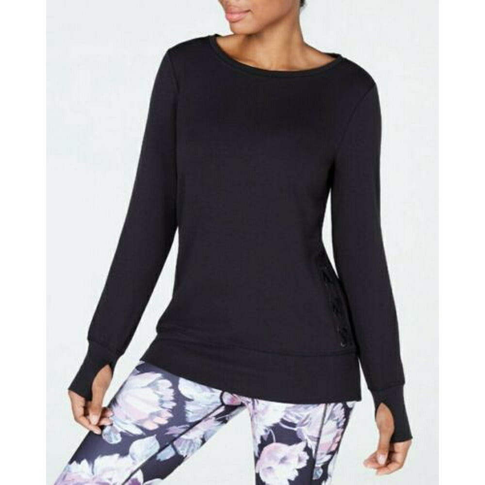 Ideology Ideology ActiveWear LaceUp SideTie Top, Black, XXL NEW