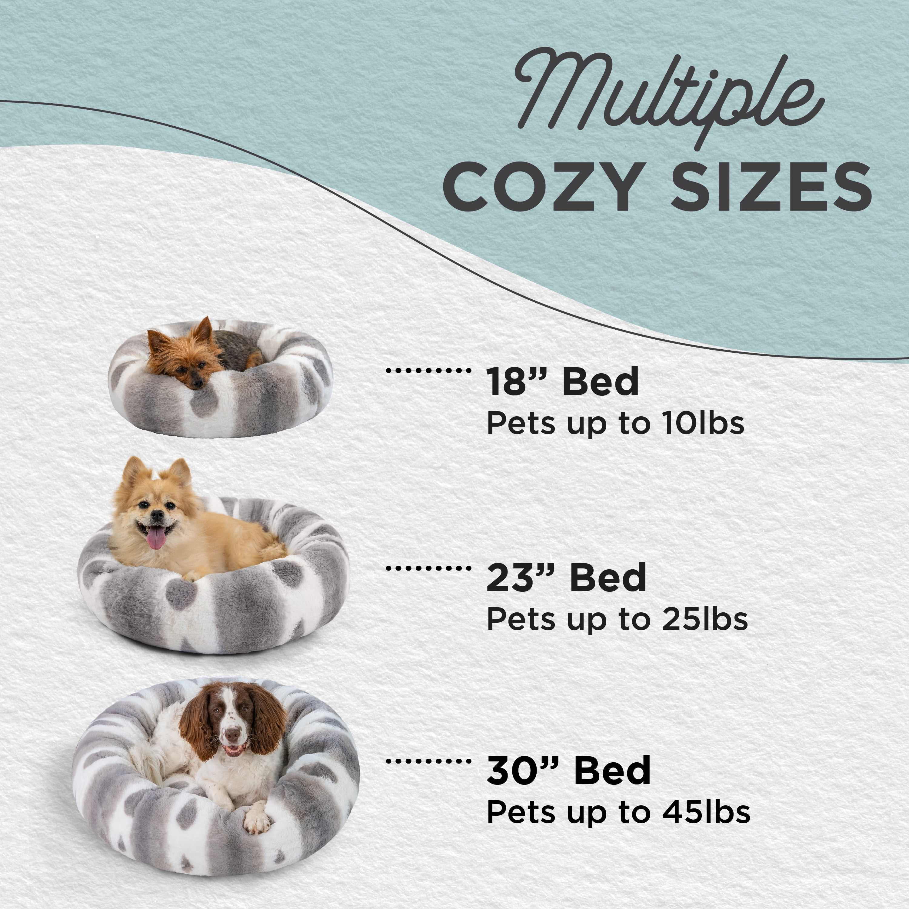 Best Friends by Sheri Patterned Lux Faux Fur Calming Donut Dog Bed, Gray, Small, 23x23
