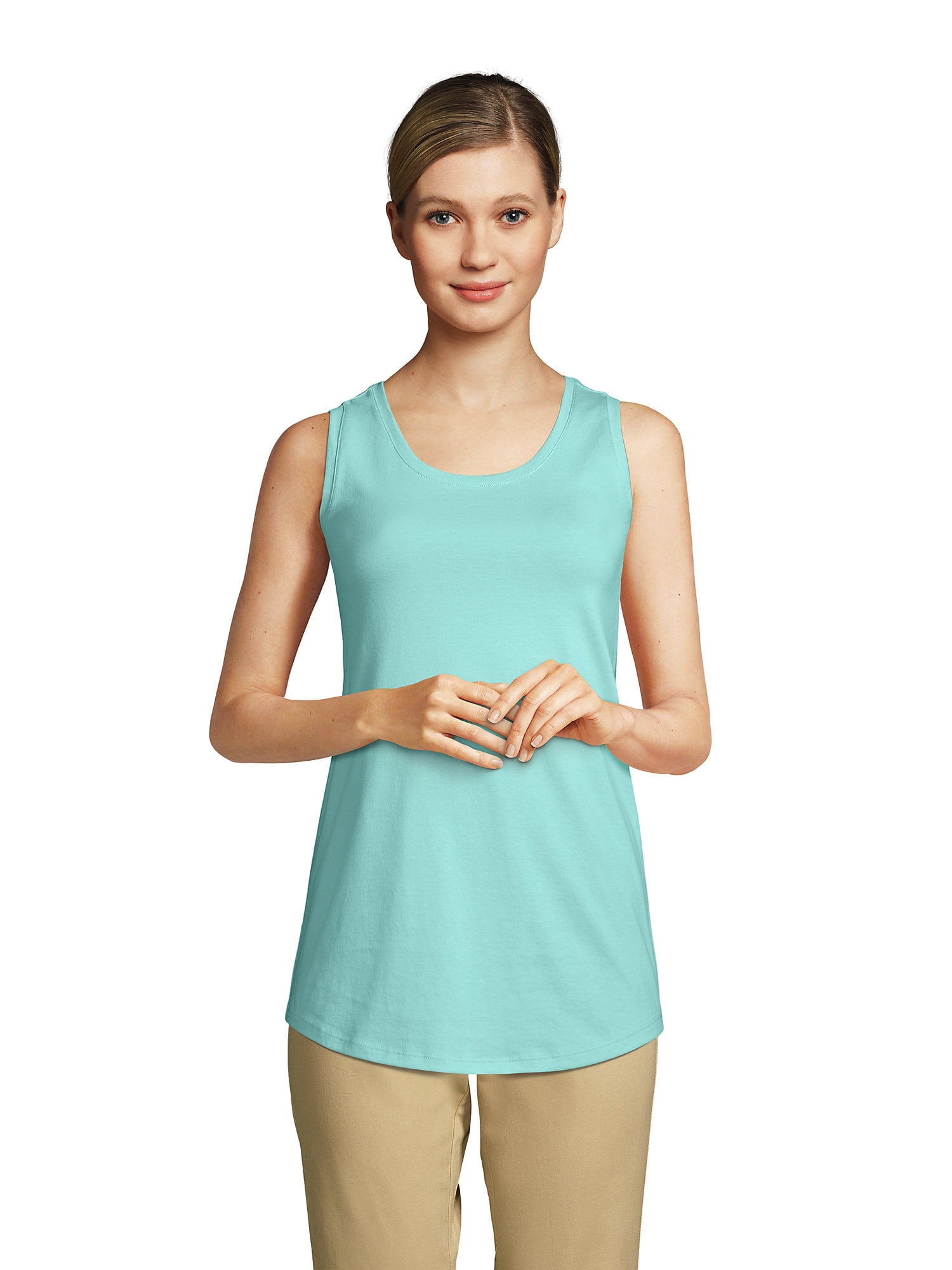 Lands' End Women's Petite Supima Cotton Scoop Neck Tunic Tank Top