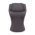 thumbnail image 4 of Soyumi Women's Square Neck Double Lined Tank Tops Cute Summer Tops Seamless Slim Fit Basic Sleeveless Shirts Y2K Going Out Sleeveless Cami Tee Shirts, Dark Gray, 4 of 8