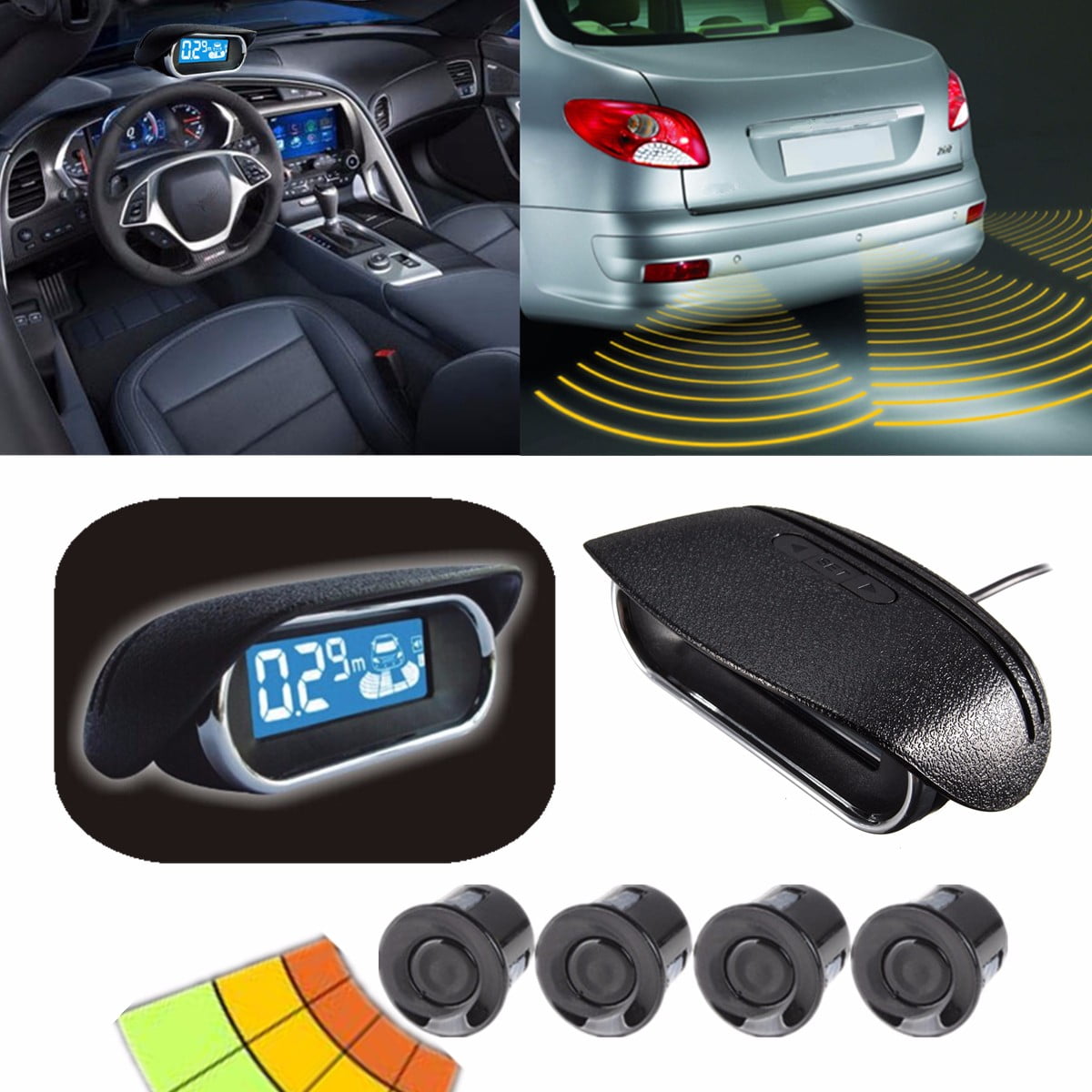 Car Rear Reverse Parking Sensor System with LED Display