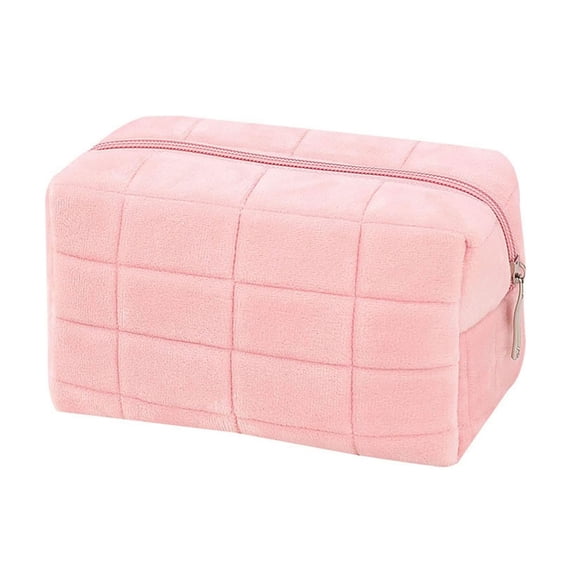 Small Makeup Bag Plush Pencil Case Multi-functional Capacity Bag Zipper Pouch Cosmetic Bag Portable Makeup Cosmetic Bag Daily Use Storage Travel Organizer Compliant Bag Soft Pencil Pouch Pink