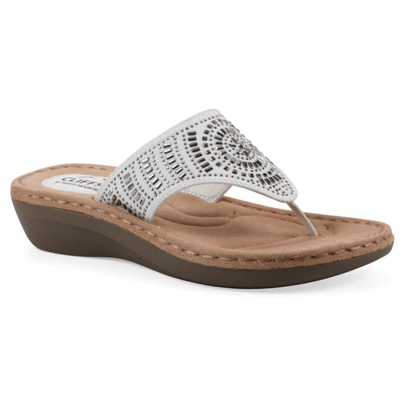 Cliffs by White Mountain Women's Cienna Thong Wedge Sandal - Medium & Wide Width