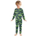 thumbnail image 3 of Dailycode Cotton Pajama Set Snug Fit Long Sleeve Top and Pants for 18M-8Y Crocodile and Leaf, 3 of 7