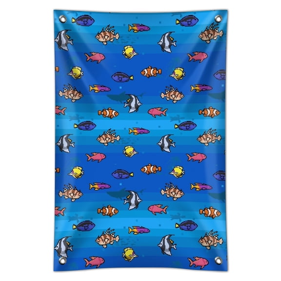 Pixel Tropical Ocean Fish Pattern Home Business Office Sign
