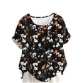 thumbnail image 2 of ClodeEU Women's Print Short Sleeve Crewneck T-Shirt ,Dressy Loose Floral Basic Tee Black~,Womens Plus XXXXXL, 2 of 5