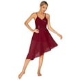 thumbnail image 3 of Aiihoo Women Ballroom Lyrical Dance Dress Sleeveless Sequins Mesh Modern Dance Dress Leotard Burgundy S, 3 of 7