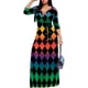 thumbnail image 2 of Vestido largo PinkPatty con cuello en V degradado y mangas 3/4 para mujer, 2 of 6