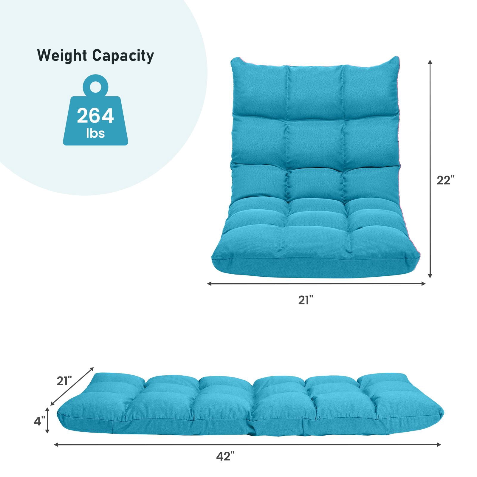 Giantex Adjustable Floor Gaming Sofa Chair w/14-Position, Cushioned Folding Lazy Reclinerw/High Resilience Sponge, Sleeper Bed Couch Recliner(Peacock Blue)
