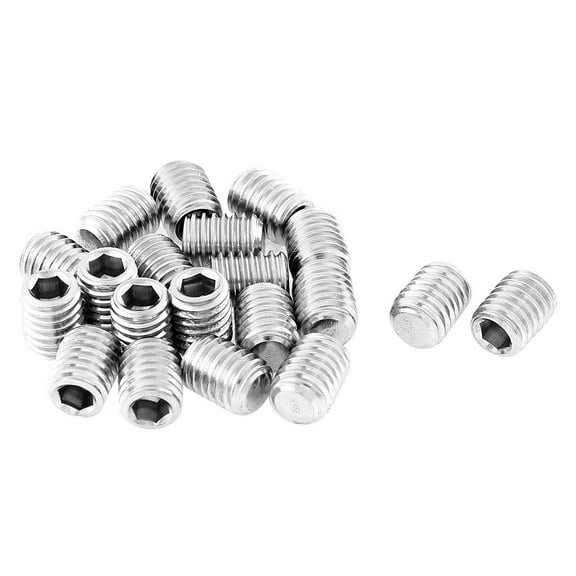 M8x10mm 1.25mm Pitch Stainless Steel Hex Socket Set Flat Point Grub Screws 20Pcs