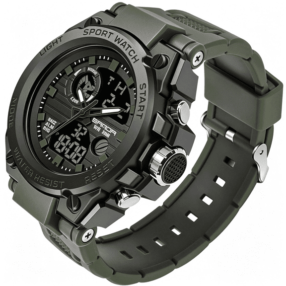DESIGNICE Men'S Watches Sports Outdoor Waterproof Military Watch Date Multi Function Tactics Led Alarm Stopwatch Fitness Watch