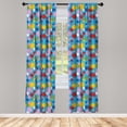 thumbnail image 2 of Ambesonne Colorful 4-Panel Curtains, Surreal Flowers, 56"x95", Blue and Multicolor, 2 of 4