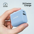 thumbnail image 4 of Liquipel Powertek Pastel Braided 20W Combo Wall Charger - Blue, 4 of 7