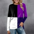 thumbnail image 2 of AMERTEER Femmes Quotidien Tops Imprimer Manches Longues Confortable Couleur Bloc Chemisier Casual Tunique Manches Longues Col Rond Pull-Over Chemises, 2 of 4
