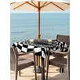 thumbnail image 2 of Outdoor Tablecloth with Umbrella Hole and Zipper, 3D Optical Illusion Square Table Cloth 60x60 Inch Waterproof Tablecloth, Black White Checkered Plaid Visual Trap Picnic Table Cover for Patio Camping, 2 of 7