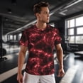 thumbnail image 3 of Wukai Red Line Print Men's Short-Sleeved Mesh T-Shirt,Quick-Dry Short Sleeve Workout T-Shirt-X-Small, 3 of 8