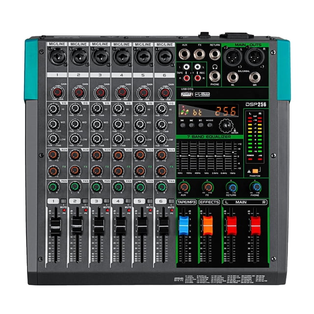 Mezclador de audio para DJ Depusheng PA6 de 6 canales con 256 efectos DPS