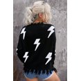 thumbnail image 1 of POGLIP Women's Black Distressed Knit Bolt Sweater, 1 of 6