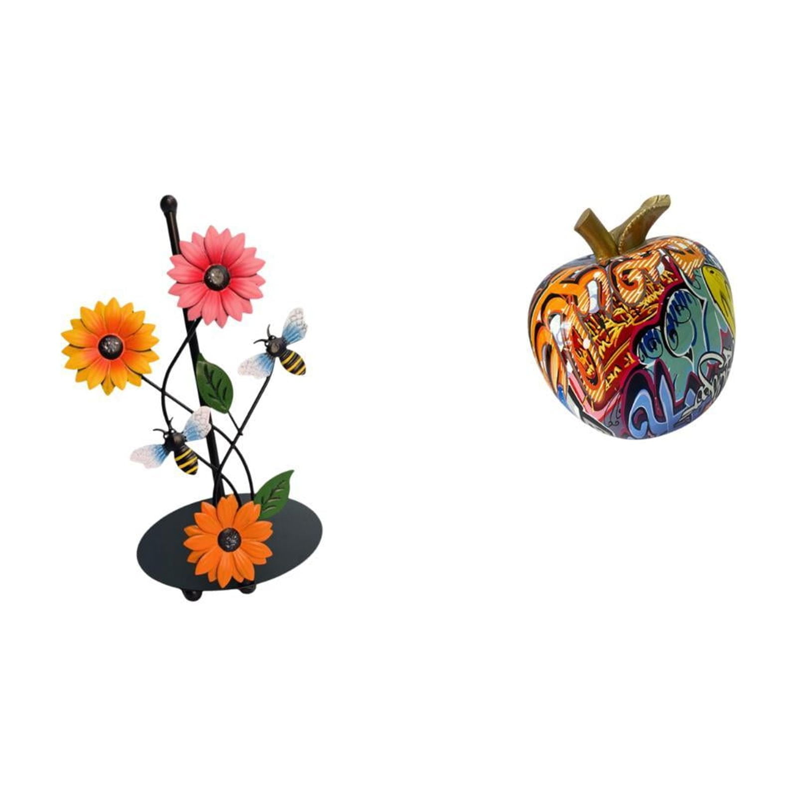 Fiocias Nordic Graffiti Paper Towel Holder Dispenser Non Slip Vertical Tissue Rack Fruits Sculpture Figurine Collectable Artwork Ornament for Home T