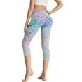 thumbnail image 2 of SCRAWLGOD Mermaid Scales Blue Pink Workout Capri Leggings with Pockets for Women, Breathable Casual Yoga Pants Leggings Squat Proof High Waisted Gym Athletic Cropped Tights, M, 2 of 7