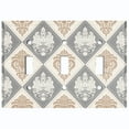 thumbnail image 2 of Metal Light Switch Plate Outlet Cover (Damask Diamond Tan Two Tone Pattern - Triple Toggle), 2 of 2
