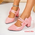 thumbnail image 3 of Womens Mary Jane Shoes Cute Bowknot Closed Pointed Toe Dressy Heels Casual Chunky Block Heel Pumps Shoes Red Size 8.5, 3 of 6
