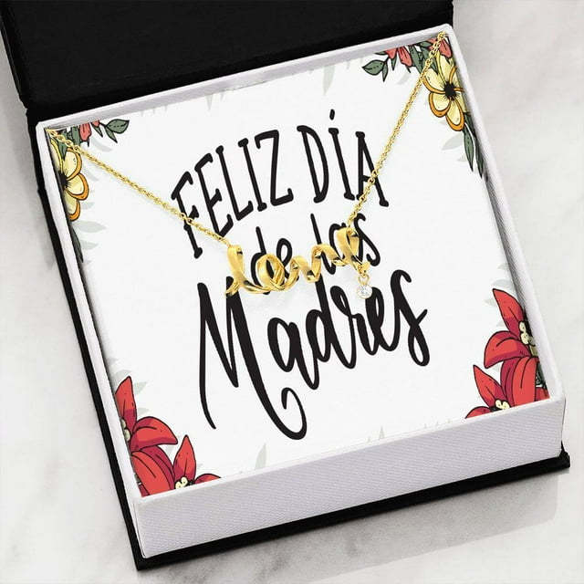 Spanish Mom Gift Scripted Love Necklace Stainless Steel Message Card Gift