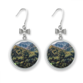 thumbnail image 1 of Mountain Science Nature Scenery Green Bow Earrings Drop Stud Pierced Hook, 1 of 3