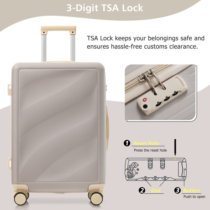Luggage Set 3 Piece, Lightweight Durable ABS Suitcases with Spinner Wheels and TSA Lock, Carry-on & Checked Travel Luggage (20"/24"/28")