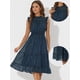 thumbnail image 2 of Vestido de fiesta Allegra K sin mangas cintura ahumada estrellas metálicas Azul oscuro S, 2 of 6