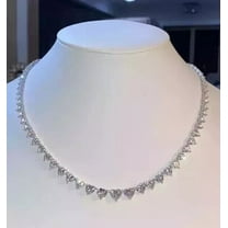 11CT Heart Cut Lab-Created Diamond Tennis Beauty Necklace 14K White Gold Plated
