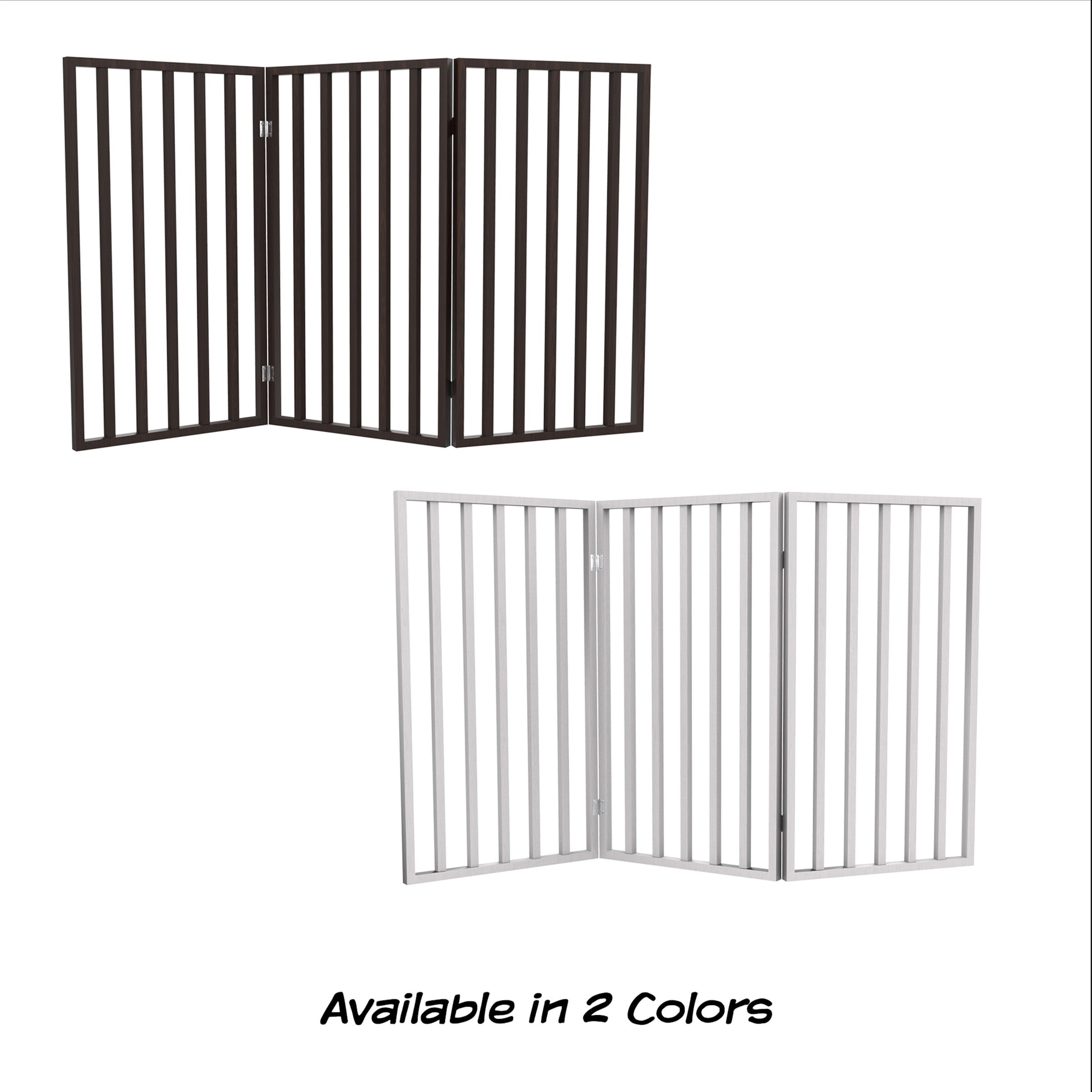 Wooden Pet Gate- Tall Freestanding 3-Panel Indoor Barrier Fence, Lightweight and Foldable for Dogs, Puppies, Pets- 54 x32â by PETMAKER (Dark Brown)