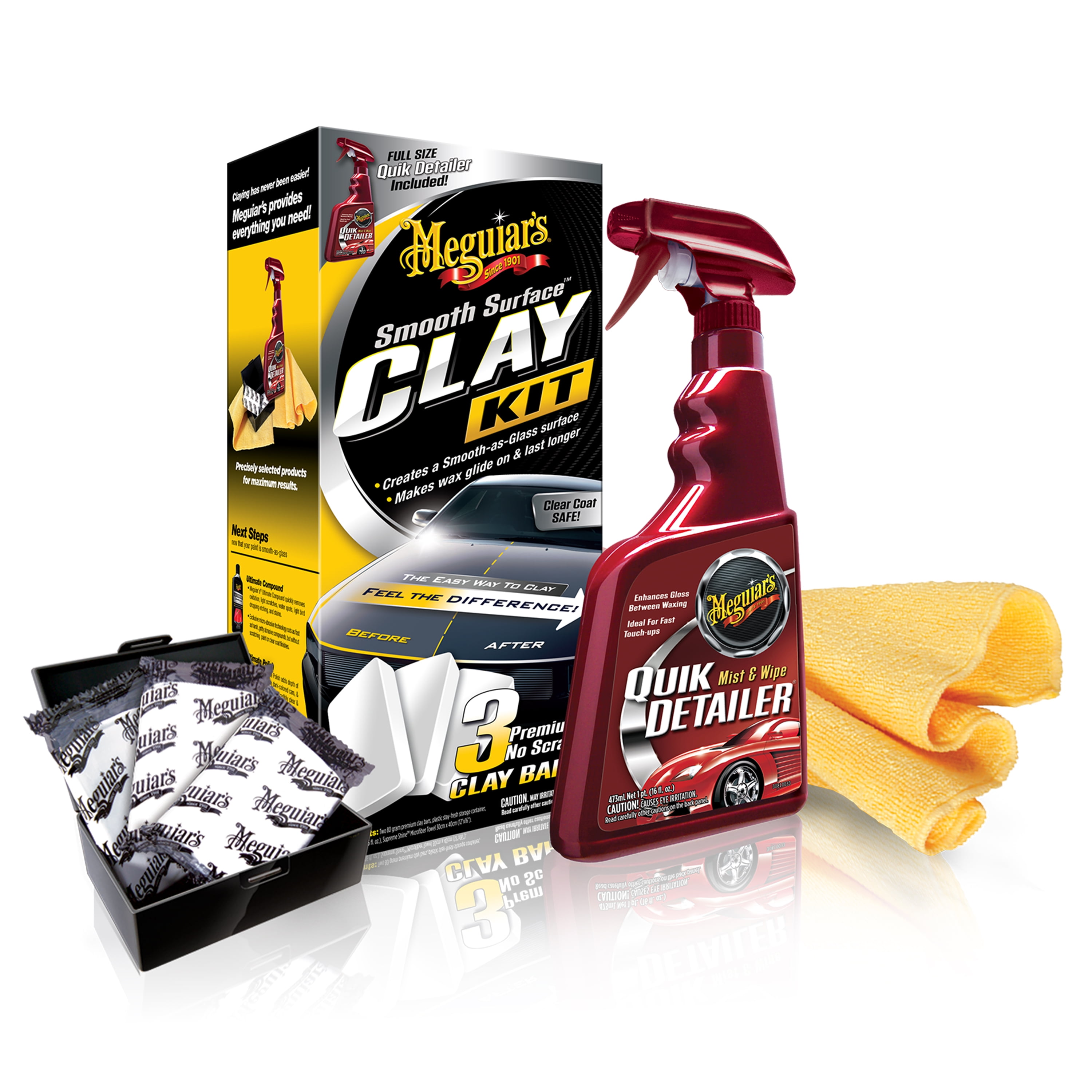 Meguiar's® Smooth Surface® Clay Kit, 60g Clay Bar, 16 oz Quik Detailer