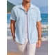 thumbnail image 2 of Sunloudy Camisa casual de verano para hombre, color sólido, plisada, manga corta, solapa, botones, casual Sunloudy moda, 2 of 9