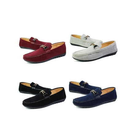 Moccasin Driving Shoes 2018 men's Lazy Shoes Loafers Slip on lounging round toe casual soft shoes suede driving moccasin ()