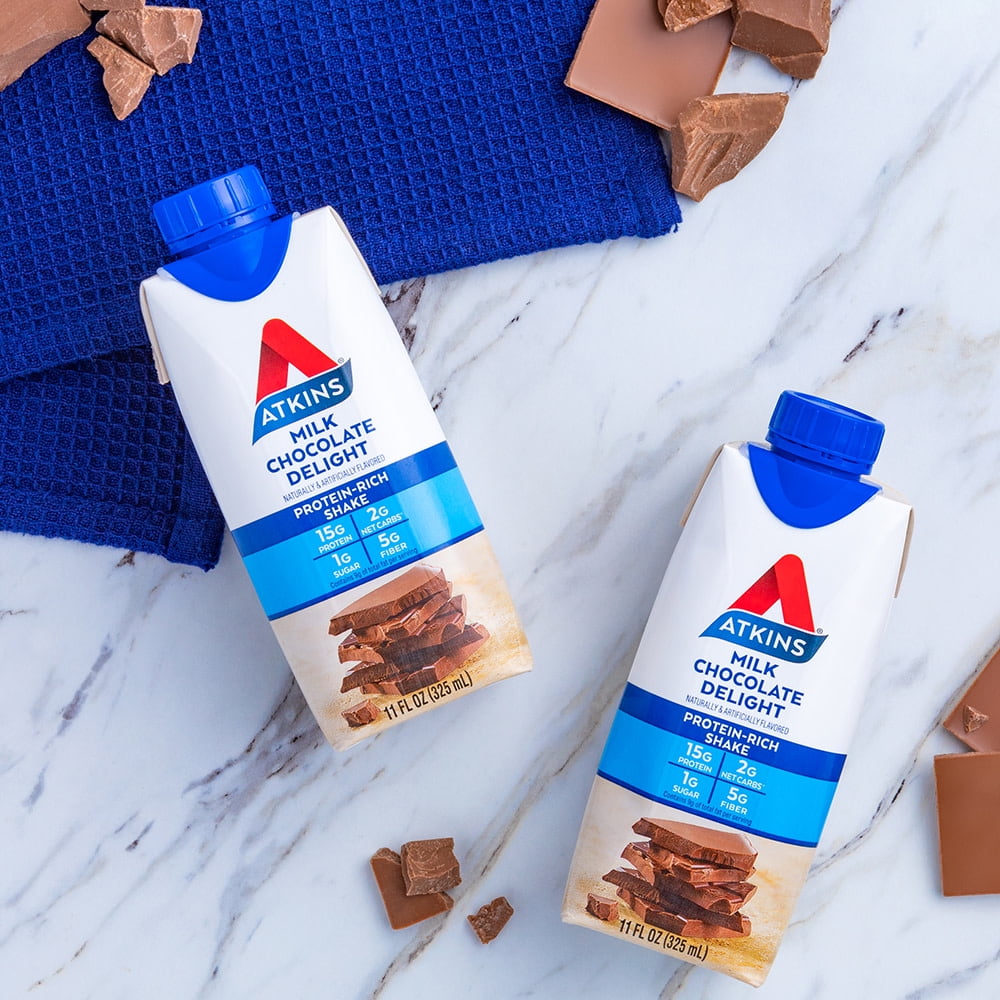 Atkins Protein Shake, Milk Chocolate Delight, 15g Protein, Keto Friendly, 11.0 oz., 12 Count