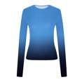 thumbnail image 4 of Luxalzxs Women's Fashion Casual Long Sleeve Gradient Color Round Neck T-Shirt Basic Y2K Tight Slim Fit Workout Yoga Shirt, 4 of 5