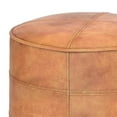 thumbnail image 4 of Connor Boho Round Pouf in Distressed Light Brown Genuine Leather, 4 of 6