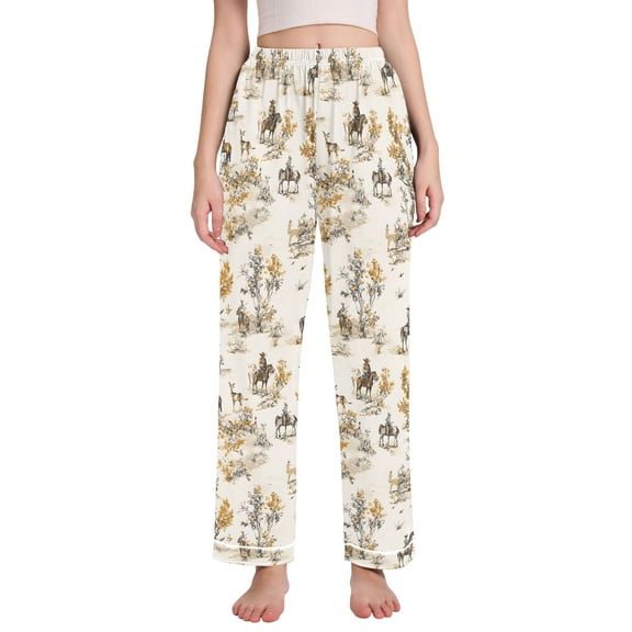 joogoo Women Horses Pattern Pajamas Pants Lounge Bottoms Pjs with Pockets M