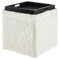 thumbnail image 3 of Posh Living Stanley Modern Faux Fur Fabric Cube Storage Ottoman in White, 3 of 8