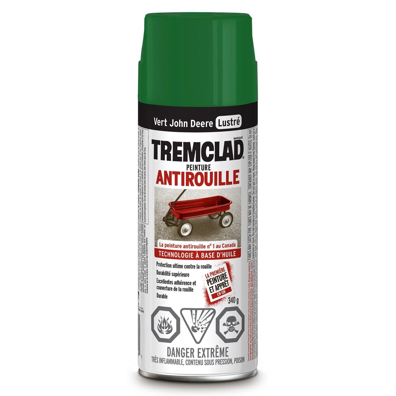 Tremclad Alkyd Rust Spray Paint - Oil Based - Gloss Finish - John Deere Green - 340 g