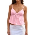 thumbnail image 2 of Peplum Camisole Tops for Women Summer Spaghetti Strap V Neck Bow Front Cropped Flowy Y2k Going out Tank Tops, 2 of 5