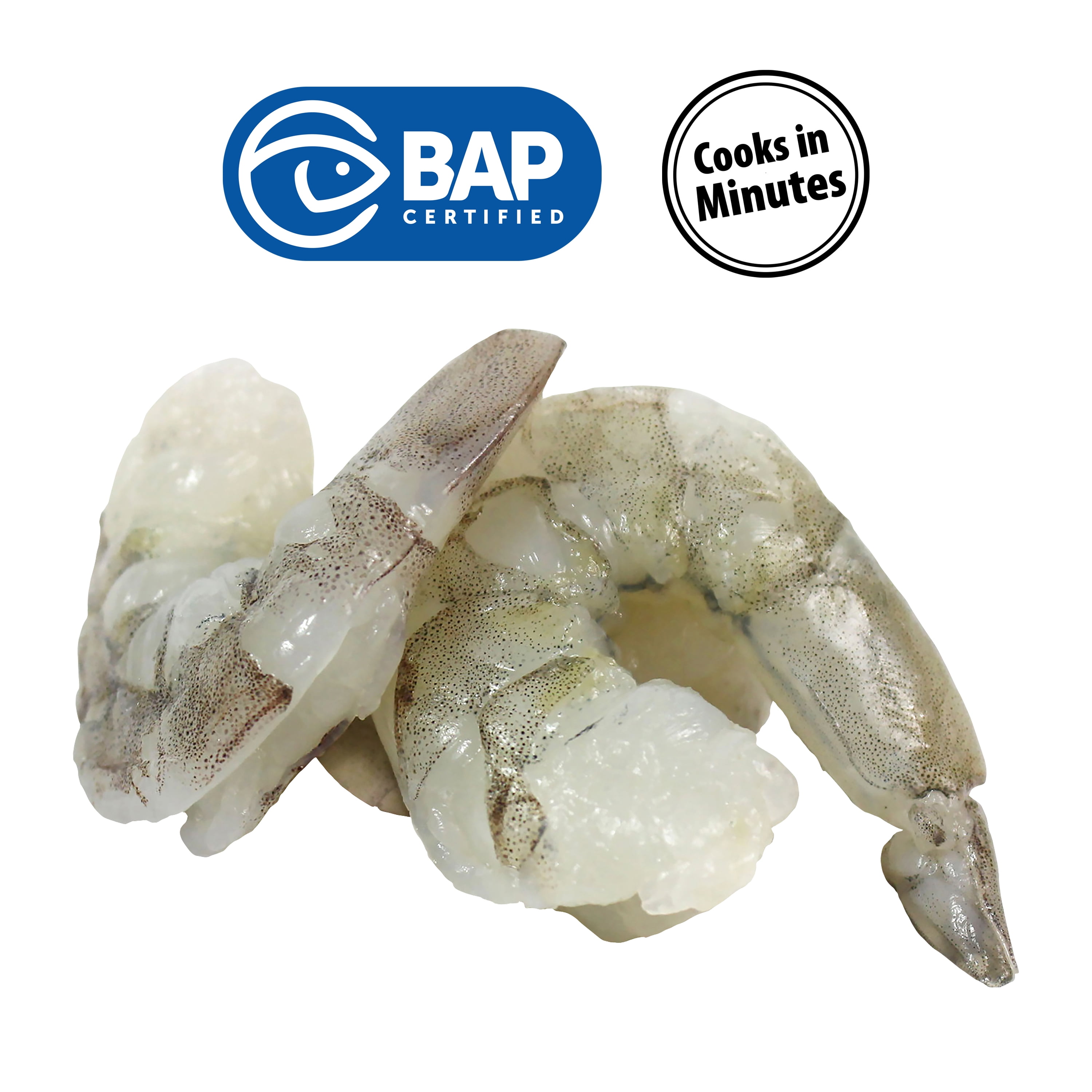 Extra Jumbo 16/20 Peeled & Deveined Tail-On Wild-Caught USA Shrimp  ($25.50/lb)