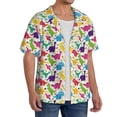 thumbnail image 2 of Goofa Colorful Dinosaurs Printed Men's Casual Short-sleeved Shirt,Lightweight Breathable Button-down,Summer Casual men's top,Versatile Fashion shirt-, 2 of 7