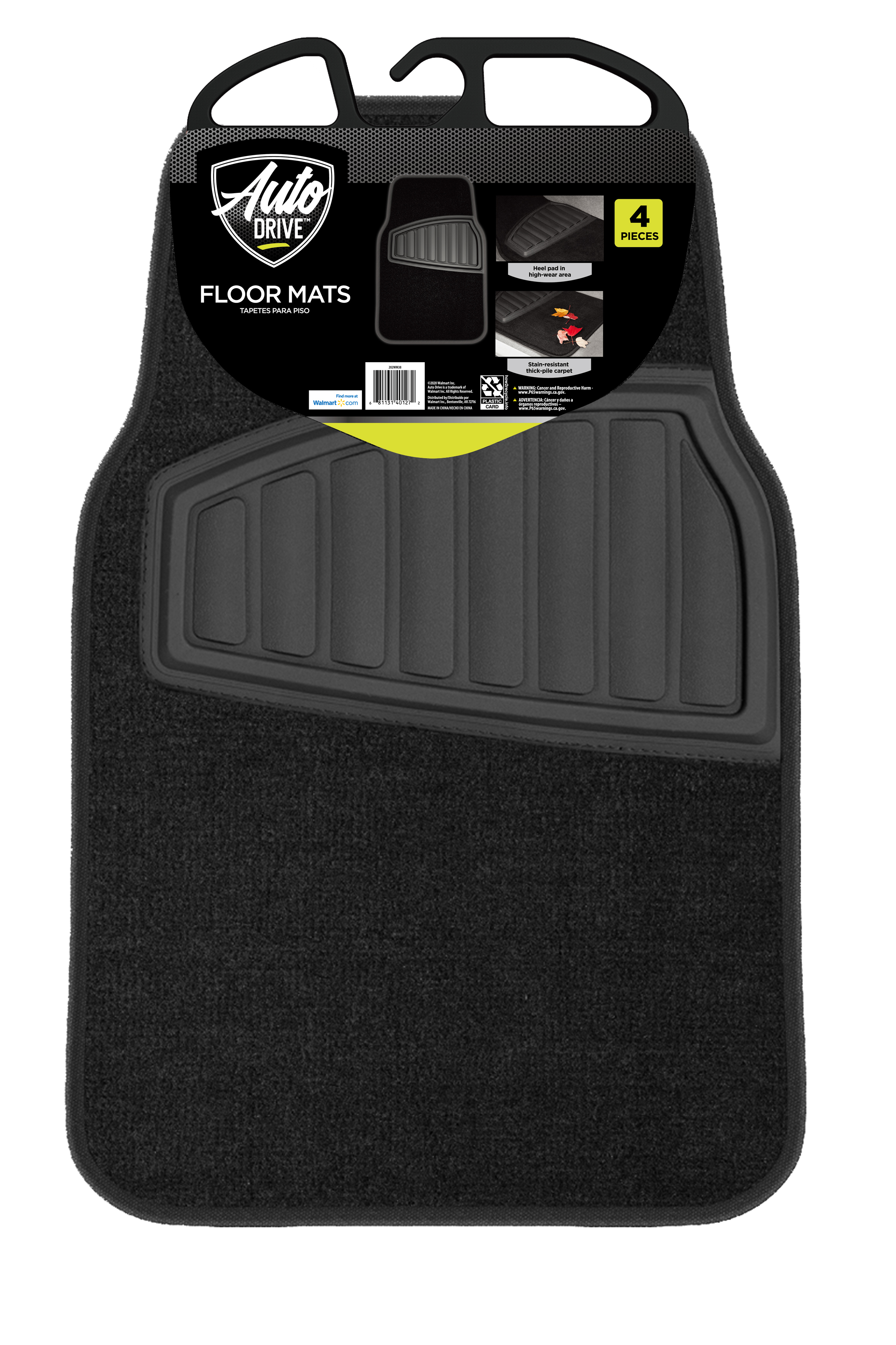 Auto Drive 4-Piece Carpet Floor Mats, Black photo 8